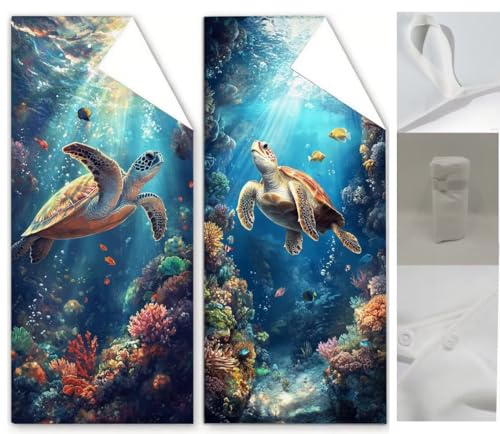 Mikrofaser Strandtuch 220x100cm Meeresschildkröten Strandtuch XXL Koralle Handtücher, Schnell Trocknendes Weiches,Leichtes Pflegeleicht,Sandfreies Microfaser Handtücher für Reise Urlaub Camping Wq-166 von Weoqion