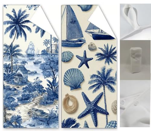 Strandtuch Blau Mikrofaser Handtuch Segelboot Badetuch Groß 100x220cm Saunahandtuch 2 Stück Stranddecke Sandfrei Super Saugfähig Sporthandtuch Schwimmhandtücher Männer Frauen Strand Reise Urlaub Wq-99 von Weoqion