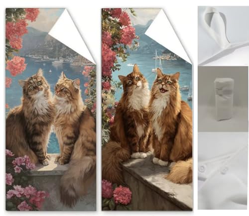 Strandtuch Katze Mikrofaser Handtuch Meer Badetuch Groß 60x120 Saunahandtuch 2 Stück Stranddecke Sandfrei Super Saugfähig Sporthandtuch Schwimmhandtücher Männer Frauen Strand Reise Urlaub Sauna Wq-245 von Weoqion