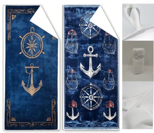 Strandtuch Marineblauer Mikrofaser Handtuch Anker Badetuch Groß 100x200 Saunahandtuch 2 Stück Stranddecke Sandfrei Super Saugfähig Sporthandtuch Schwimmhandtücher Strand Reise Urlaub Sauna Wq-263 von Weoqion