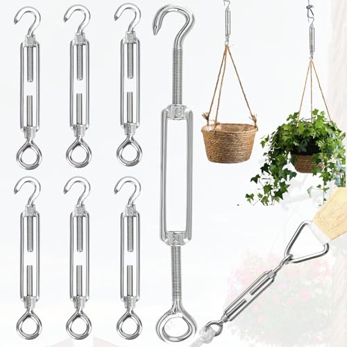 Weploda 6 Stück Drahtspanner Stahl, M8 Spannschloss Seilspanner, Drahtspanner Edelstahl Seilspanner, Seilspanner Edelstahl 304, Maximale Tragfähigkeit 50 kg, für Seil, Sonnensegel von Weploda