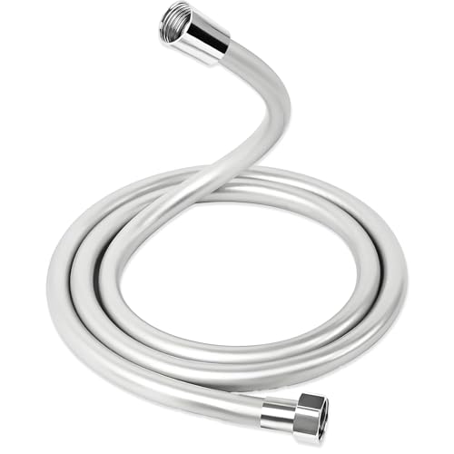 Weploda Brauseschlauch Duschschlauch 1,5m, Glatter Brauseschlauches, Brauseschlauch Mit Standard Anschluss, Universal Duschschlauch, mit Knickschutz, inkl. Dichtungsringe(Silber) von Weploda