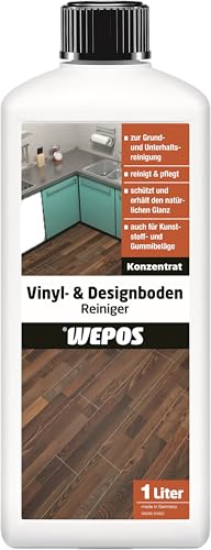 Wepos Vinyl-& Designboden Reiniger 1 Liter | Konzentrat | auch für Kunststoff und Gummibeläge | beseitigt mühelos Schmutz | entfernt Wachsreste von Wepos