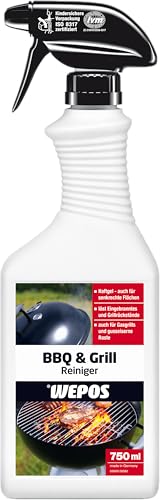 Wepos BBQ & Grill Reiniger 750ml | Haftgel – auch für senkrechte Flächen geeignet | löst mühelos | auch für Gasgrills und gusseiserne Roste geeignet von Wepos