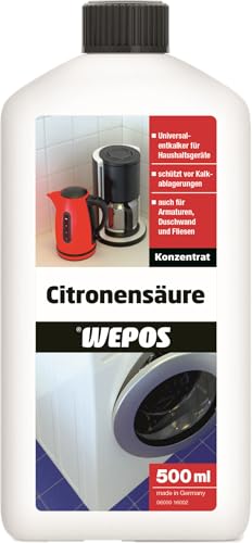 Wepos Citronensäure 500ml | löst Kalk schnell auf und beugt vor | einfache Anwendung | optimiert die Heizleistung von Wepos