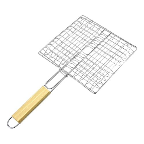 Hühner-Grillkorb – Grillkorb für Fisch | Edelstahl Grillkorb | Gemüse-Grillkorb mit Holzgriff für Fisch, Gemüse, von Weppduk
