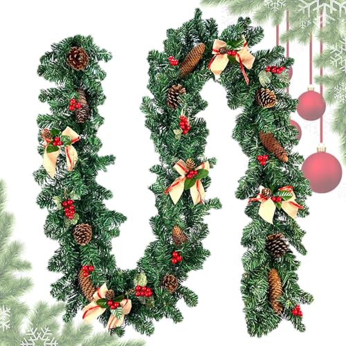 Weihnachtsgirlande für den Außenbereich, 2,7 m, künstliche Weihnachtsgirlande für Haustür, Girlande für Kamine, Urlaub, Haustür, Grüne Girlande für Haustür, Winter Weihnachtsgirlande für den Außenbereich, 2,7 m, künstliche Weihnachtsgirlande für Haustür, Girlande für Kamine, Urlaub, Haustür, Grüne Girlande für Haustür, Winter von Weppduk