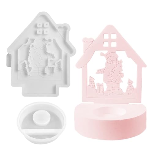 Weihnachtskerzenhalter aus Kunstharz, Silikonform für, Kerzenhalter, Kerzenhalter, Epoxidharz-Formen von Weppduk