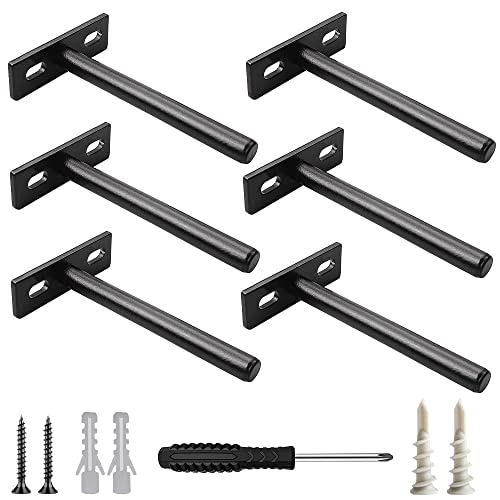 6 Stück 125 mm schwarz Regalträger Tablarträger Schwerlast Unsichtbar Bodenträger FachbodenTräger Verdeckt für Wandmontage ​mit Schrauben unsichtbare Wandregalhalterungen von WeqeYent