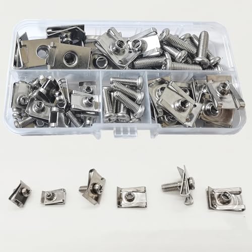 60 Stück (30 Sätze) Gewinde Clip Mutter Set U-Typ Blechmuttern M4 M5 M6 Schnappmutter Set Blechmuttern Sortiment Flachwinkelmutter für Auto Universal Fasteners von WeqeYent