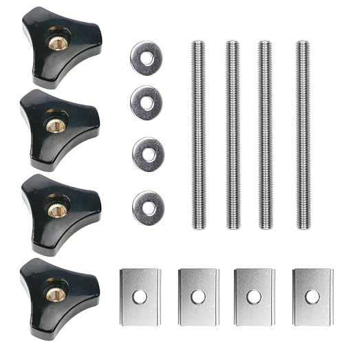 T-Track Zubehör M8 Aluminiumlegierung Schiebemuttern, Kunststoffknöpfe mit Edelstahlschrauben und Unterlegscheiben, T-Slot Set von WeqeYent