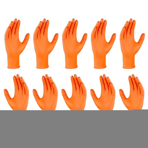 Weqizuerqi Arbeitshandschuhe | Nitril Industrie Handschuhe Orange | 10x Reißfeste Sicherheitshandschuhe Für Männer Frauen Industrie Handwerk Haushalt von Weqizuerqi