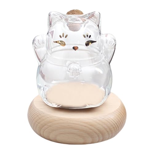 Weqizuerqi Glas Münzsparschwein | Kleine Goldbohnen-Spardose,Transparente Goldbohnen-Box in Katzenform als Sparbehälter für Bücherregal-Deko von Weqizuerqi