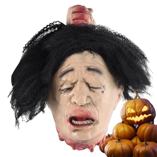 Weqizuerqi Gruselige Halloween-Köpfe - Realistische Dekoration Eines Halloween Kopfes,Realistisch wasserdichte Dekoration Für Geisterhäuser Terrassen Schlafzimmer Gärten Sowie Außen Und von Weqizuerqi