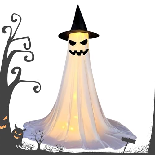 Weqizuerqi Halloween-Geist, gruseliger Geist mit Licht, beleuchtete Gothic-Ornamente, Partygeschenke für Haus, Zimmer, Fenster, Zuhause, Küche, Schlafzimmer, Hof, Badezimmer, Gartentür von Weqizuerqi