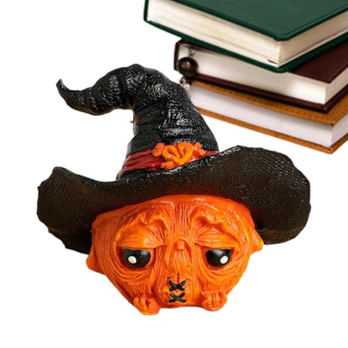 Weqizuerqi Halloween-Kürbis für den Schreibtisch - Kunstharz Kürbis Statue Tisch Deko Mitte,Lustige Feiertagsdekoration Für Fensterbank, Wohnzimmer & Büro von Weqizuerqi