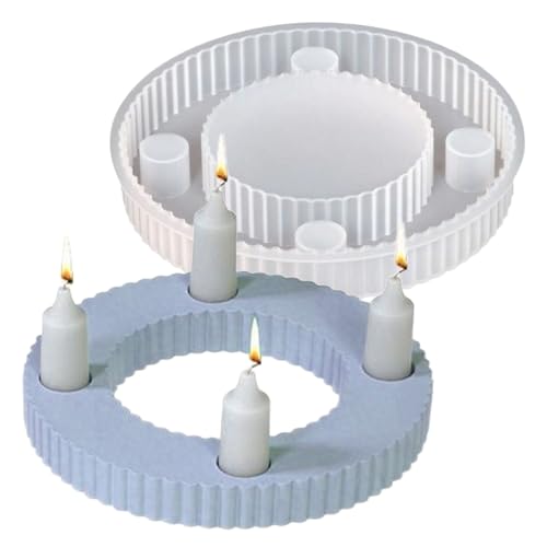 Weqizuerqi Kerzenhalter-Harzform, 4 Löcher, Behälterform, runde Form, Bastelwerkzeug für Basteln, Festival, Party, Tisch, Esszimmer, Zuhause, Werkstatt, Dekoration, Outdoor von Weqizuerqi
