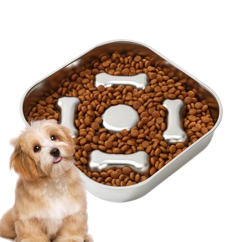 Weqizuerqi Langsame Feeder Hundeschalen, Hundeschale langsame Feeder | Edelstahl -Haustier -Fütterungsschale | Bitt-BITSFASSUNGS-Feeder Feeder FÜR KLEINE MITTEILUNGSHOUND Cats HUSSEN Huchen Besserung von Weqizuerqi