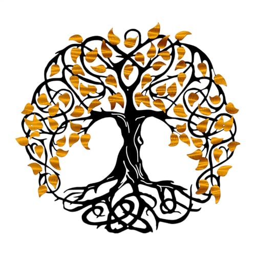 Weqizuerqi Lebensbaum Baum Wandskulpturen Eisen Wanddeko, 30X30cm Weltenbaum Wandbild, Baum Des Lebens Wall Metal Decor Für Balkon Terrasse Schlafzimmer Wohnzimmer Garten Büro von Weqizuerqi
