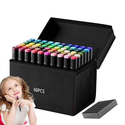 Weqizuerqi Markerset | 60 Farben Zeichenstifte Set mit Pinselspitze & Feinspitze | Ölbasierte Aquarellmalstifte Mit Meißelfeinspitze Für Papier Glas Holz Kunstbedarf Weqizuerqi Markerset | 60 Farben Zeichenstifte Set mit Pinselspitze & Feinspitze | Ölbasierte Aquarellmalstifte Mit Meißelfeinspitze Für Papier Glas Holz Kunstbedarf von Weqizuerqi