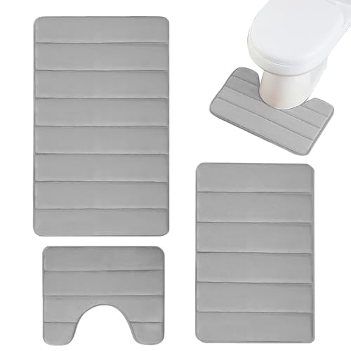 Weqizuerqi Rutschfestes Badezimmerteppich-Set, 3 x rutschfeste WC-Vorleger, U-Form, WC-Bodenmatte, weicher , saugfähige Bodenmatte, waschbar Weqizuerqi Rutschfestes Badezimmerteppich-Set, 3 x rutschfeste WC-Vorleger, U-Form, WC-Bodenmatte, weicher , saugfähige Bodenmatte, waschbar von Weqizuerqi