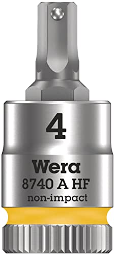 Wera 05003333001 8740 A HF Zyklop Bitnuss mit 1/4"-Antrieb mit Haltefunktion, 4.0 x 28 mm, Gelb von Wera