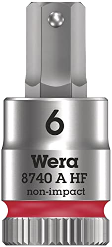 Wera 05003337001 8740 A HF Zyklop Bitnuss mit 1/4"-Antrieb mit Haltefunktion, 6.0 x 28 mm, Rot von Wera