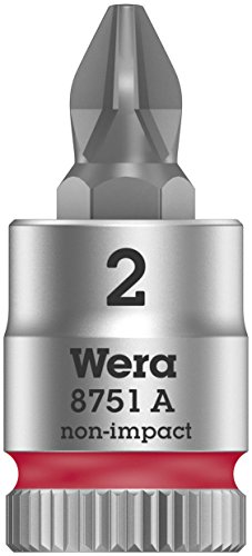 Wera 05003351001 8751 A PH Zyklop Bitnuss mit 1/4"-Antrieb, Rot, Ph 2 x 28 mm von Wera