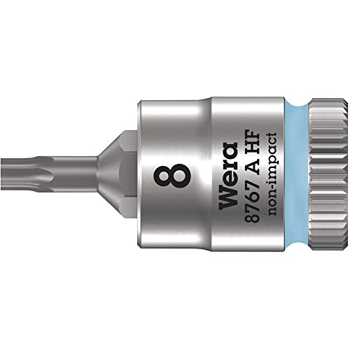 Wera 05003360001 8767 A HF Torx Zyklop Bitnuss mit 1/4 Zoll-Antrieb mit Haltefunktion, TX 8 x 28 mm, Eisblau von Wera