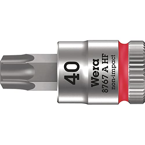 Wera 05003371001 8767 A HF Torx Zyklop Bitnuss mit 1/4 Zoll-Antrieb mit Haltefunktion, TX 40 x 28 mm, Rot von Wera