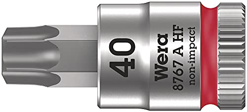 Wera 05003371001 8767 A HF Torx Zyklop Bitnuss mit 1/4 Zoll-Antrieb mit Haltefunktion, TX 40 x 28 mm, Rot von Wera