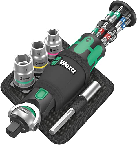 Wera 05004281001 8009 Zyklop Pocket Set 2, Knarren Satz, 17-teilig, Schwarz-grün von Wera