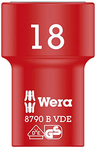 Wera 05004962001 8790 B VDE Zyklop-Steckschlüsseleinsatz, isoliert, mit 3/8 Zoll-Antrieb, 18.0 x 46.0 mm, 18 von Wera