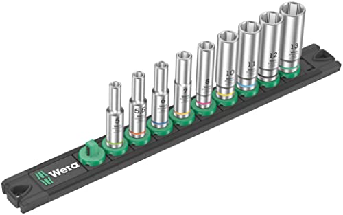 Wera 05005410001 Nuss-Magnetleiste A Deep 1 Steckschlüsseleinsatz-Satz, 1/4"-Antrieb, 9-teilig von Wera