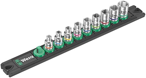 Wera 05005420001 Nuss-Magnetleiste A Imperial 1, Zyklop Steckschlüsseleinsatz-Satz, 1/4"-Antrieb, zöllig, 9-teilig, Schwarz, A Imperial 1-1/4" von Wera