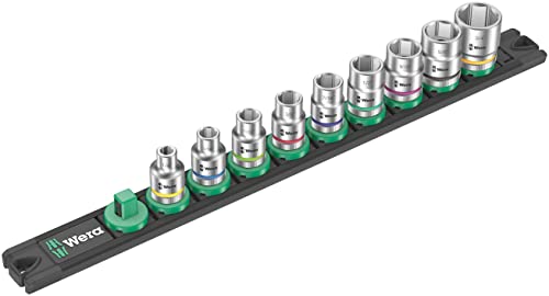 Wera 05005450001 Nuss-Magnetleiste B Imperial 1, Zyklop Steckschlüsseleinsatz-Satz, 3/8"-Antrieb, zöllig, 9-teilig, Schwarz, B Imperial 1-1/8" von Wera