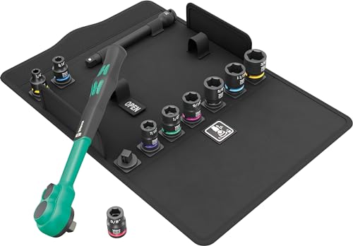 Wera 05005531001 8100 SB 13 Zyklop Comfort Knarrensatz, Umschalthebel, 3/8"-Antrieb, zöllig, 11-teilig von Wera