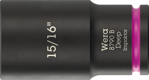 Wera 05005575001 8790 B Impaktor Deep Steckschlüsseleinsatz mit 3/8"-Antrieb, 15/16" x 63 mm von Wera