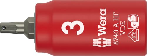 Wera 05005900001 8740 A VDE HF Zyklop Bitnuss, isoliert, mit 1/4"-Antrieb, mit Haltefunktion für Innensechskantschrauben, 3 x 45 mm von Wera