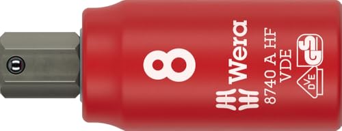 Wera 05005904001 8740 A VDE HF Zyklop Bitnuss, isoliert, mit 1/4"-Antrieb, mit Haltefunktion für Innensechskantschrauben, 8 x 47 mm von Wera
