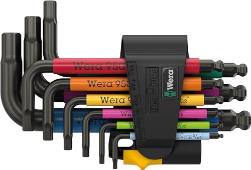 Wera 05022641001 950/9 Hex-Plus Multicolour Imperial 3 Winkelschlüsselsatz, zöllig, BlackLaser, 9-teilig von Wera