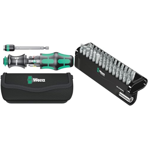 Wera 05051016001 Kraftform Kompakt 20 Tool Finder 1, mit Tasche, 7-teilig, Schwarz Grün, One size & Bit-Sortiment, Bit-Check 30 Metal 1, 30-teilig, 05057434001 von Wera