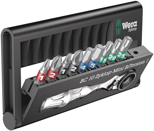 Wera 05057418001 Bit-Check 10 Zyklop Mini BiTorsion 1, 1 Set, 7.6 x 2.5 x 12.7 cm von Wera