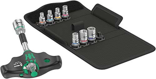 Wera 05057474001 Kraftform Kompakt 400 RA Imperial Set 2, Quergriff-Adapterschraubendreher mit Ratschenfunktion und Nuss-Satz, 9-teilig, Schwarz-grün von Wera