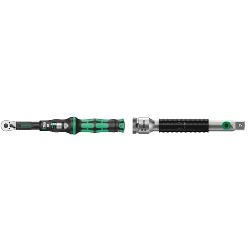 Wera 05075604001 Click-Torque A 5 Drehmomentschlüssel mit Umschaltknarre, 1 W, 1 V, 1/4" Vierkant, 2.5-25 Nm & 8796 SA Zyklop-Verlängerung "flexible-lock" mit Schnelldrehhülse, kurz, 1/4 Zoll von Wera