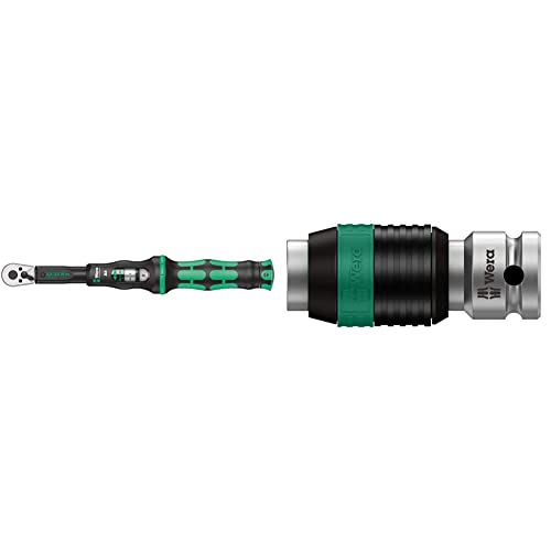 Wera 05075605001 Click-Torque A 6 Drehmomentschlüssel mit Umschaltknarre, Schwarz, Grün, 1/4" Sechskant, 2.5-25 Nm & 8784 A1 Zyklop-Verbindungsteil, 1/4 Zoll x 37 mm, 1 Stück, 05003529001 von Wera