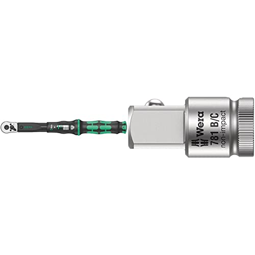 Wera 05075610001 Click-Torque B 1 Drehmomentschlüssel mit Umschaltknarre Schwarz, Grün 3/8", 10-50 Nm & 781 B/C Verbindungsteil: 3/8" - 1/2" x 36 mm von Wera