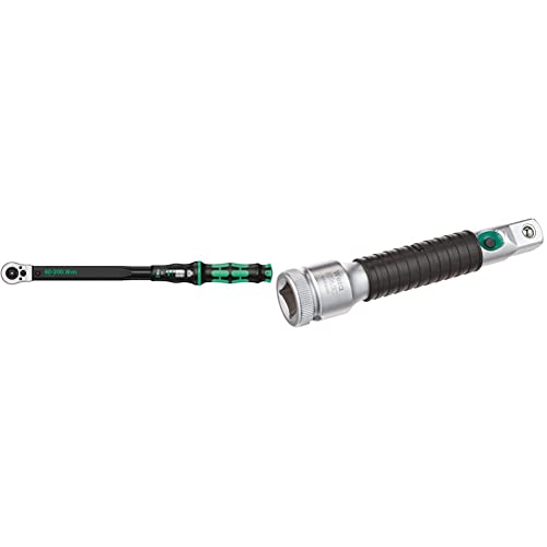 Wera 05075626001 Click-Torque C 3 Push R/L, einstellbarer Drehmomentschlüssel, 1/2", 40 - 200 Nm & 8796 SC Zyklop-Verlängerung flexible-lock mit Schnelldrehhülse, kurz, 1/2 Zoll x 125 mm, 1 Stück von Wera