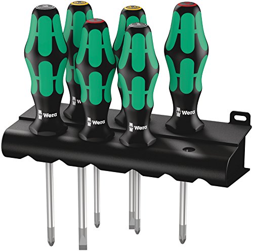 Wera 335/350/355/6 Schraubendrehersatz Kraftform Plus Lasertip + Rack, 6-teilig, 05105622001 von Wera