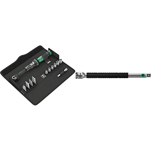 Wera 05130110001 Click-Torque A 6 Set 1 Drehmomentschlüssel-Satz & 05003531001 8796 LA Zyklop-Verlängerung Flexible-Lock mit Schnelldrehhülse, lang, 1/4 Zoll x 150.0 mm, 150 mm von Wera